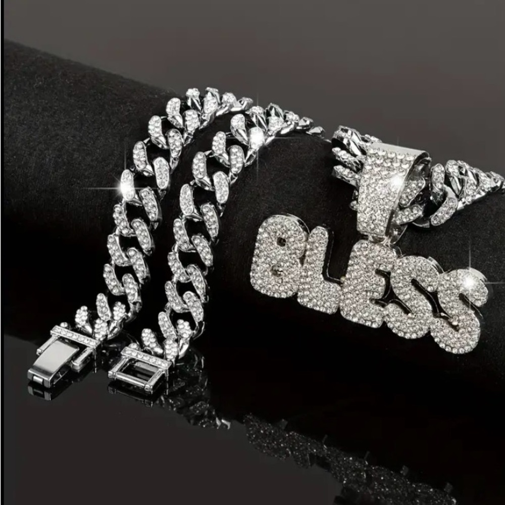 2 different custom diamond cubian chain brand new